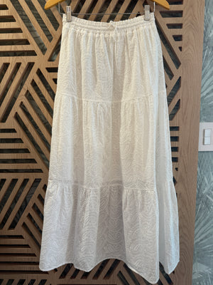 White Cotton Long Skirt