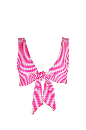 Pink Stripes Pattern Bikini Top
