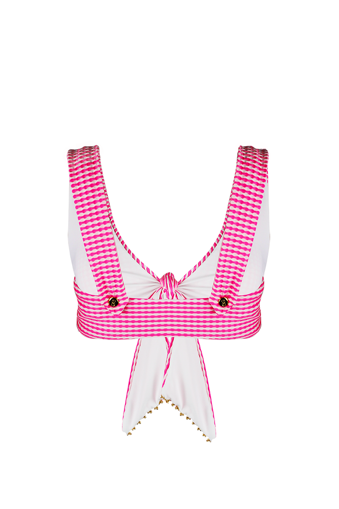 Pink Stripes Pattern Bikini Top