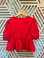 Red Satin Front Bows Top