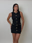 Black Classic Button Dress