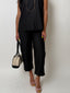 Embroidered Scalloped Hem Cropped Pants