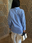 Flower Trim Striped Shirt