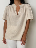 Cream Ruffle Neck Top
