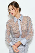 Sparkle Embelished Button Down Shirt