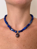Blue Beaded Pearl Necklace