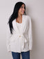 Gold Flower Button Relaxed Tie Waist Blazer