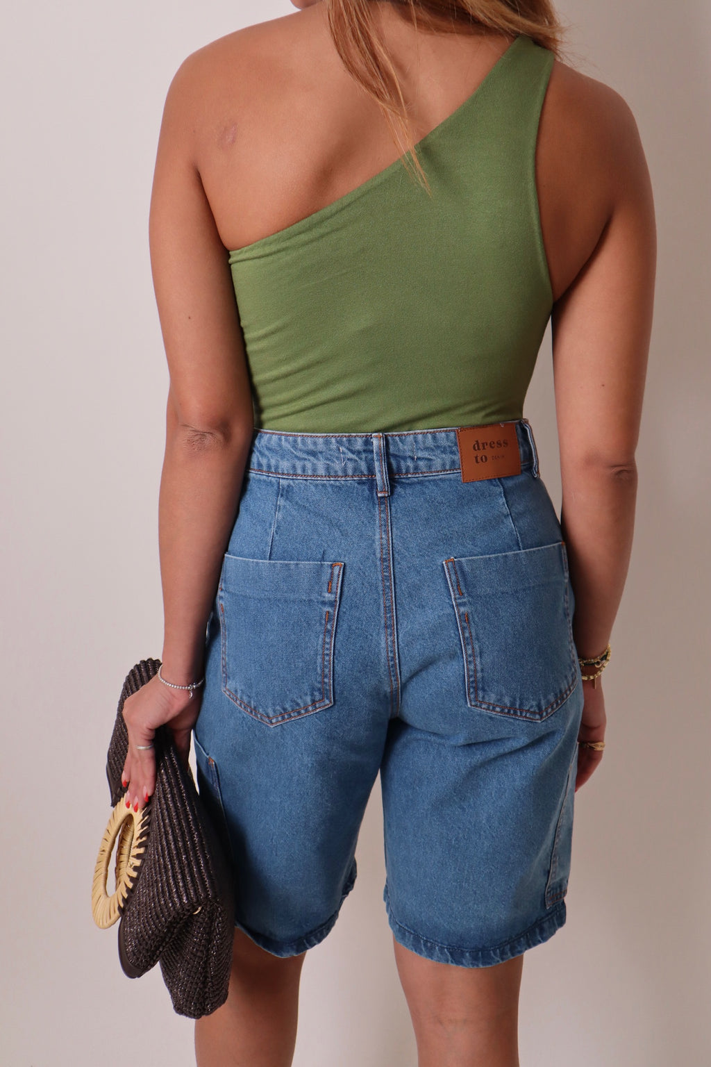 One Shoulder Crepe-Bodysuit