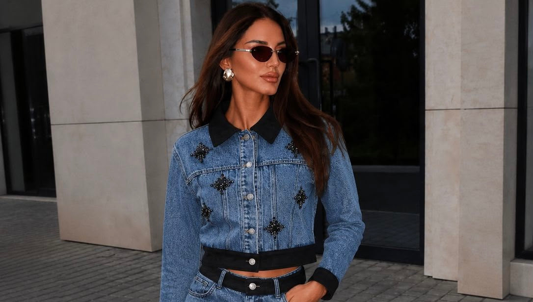 Bedazzled Details Denim Jacket