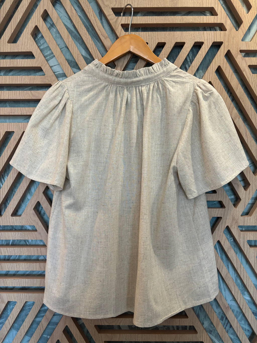 Cream Ruffle Neck Top