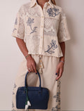 Short Sleeve Multi Top with Floral Embroidery