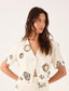 Front Button Beach Print Top