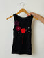 Crochet Flowers Tank Top Black