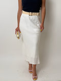 H-Line Midi Skirt with Raffia Belt