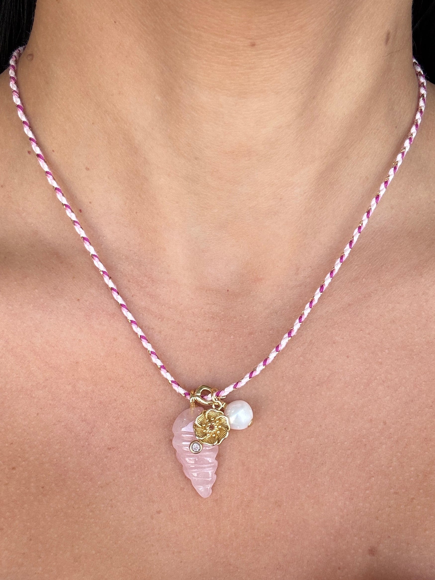 Pink Quartz Shell Necklace