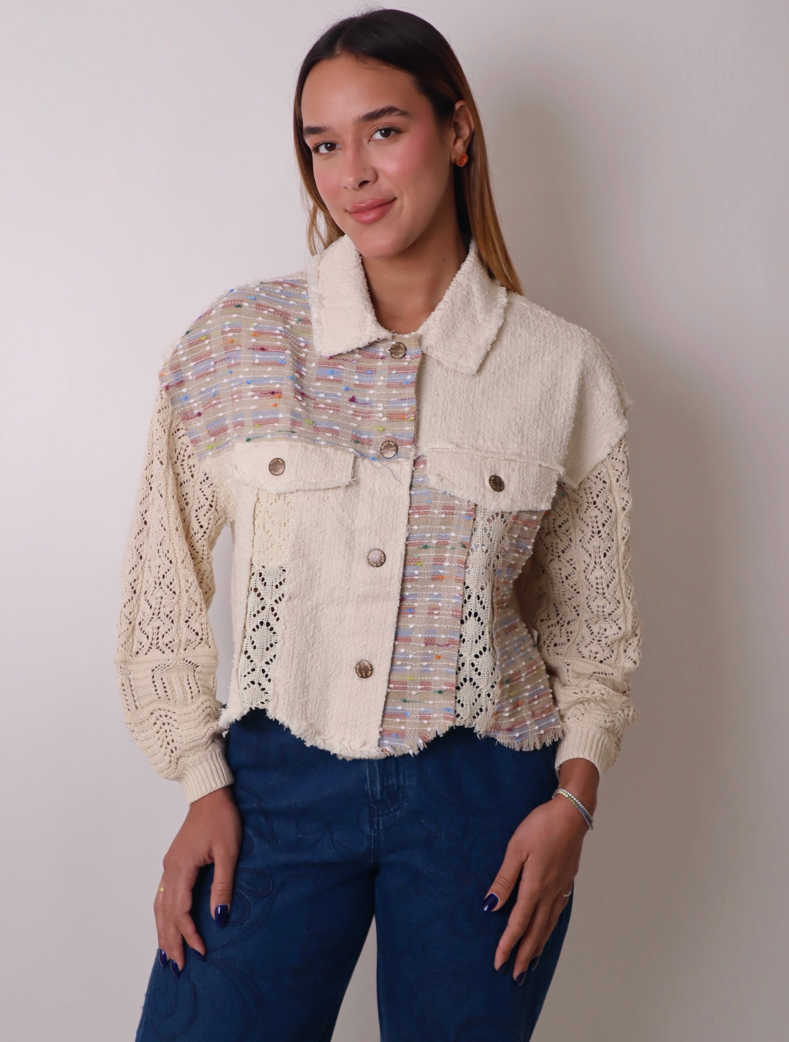 Mix Media Cropped Jacket