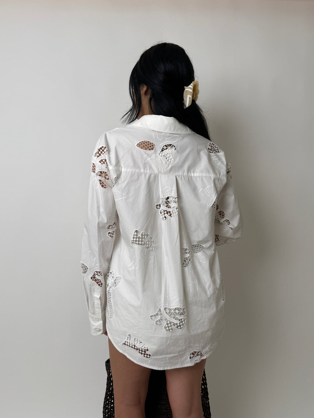 Embroidered Detail Oversize Shirt