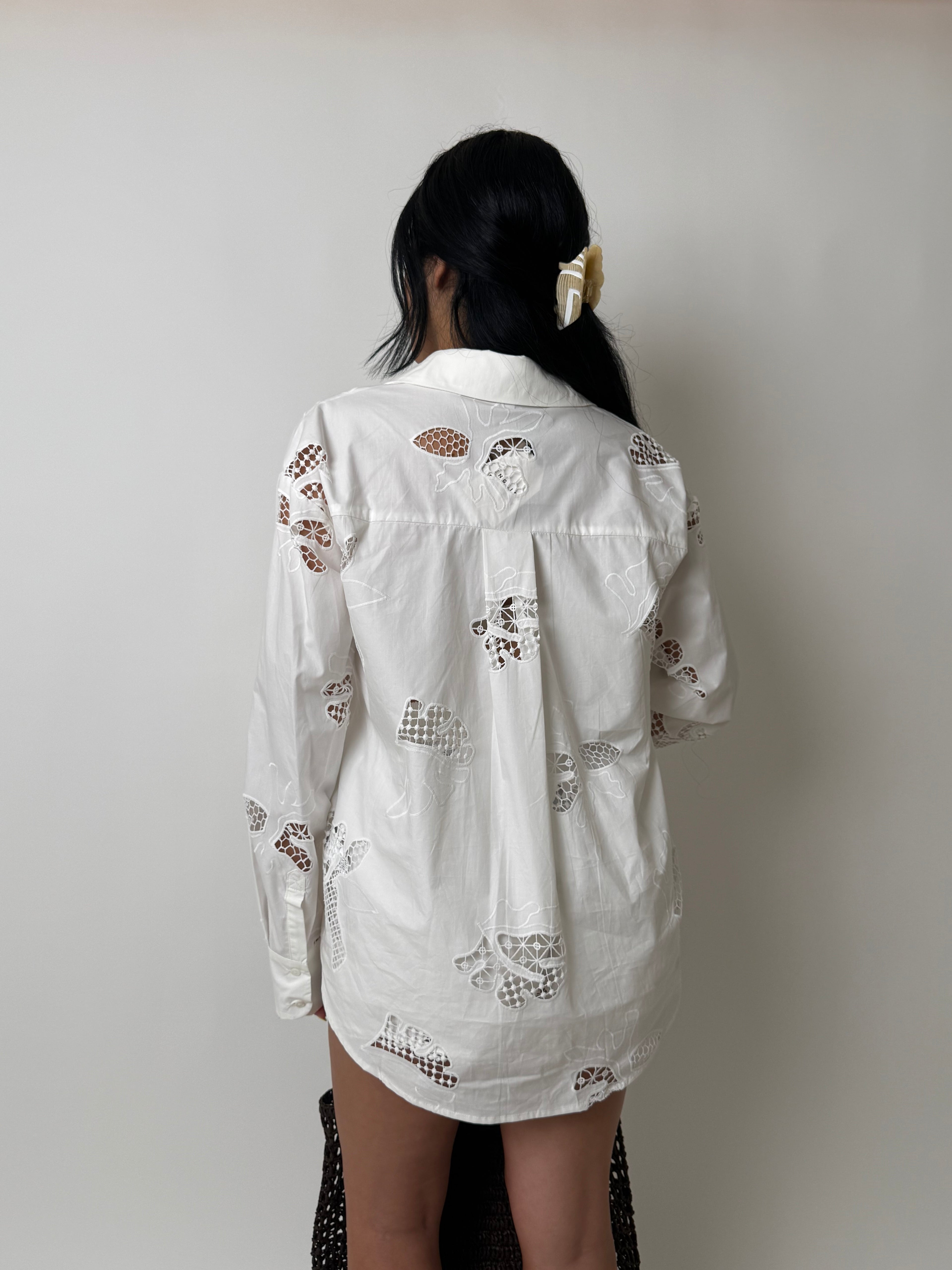 Embroidered Detail Oversize Shirt