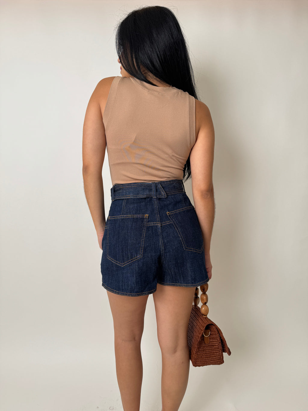 Denim Shorts With Belt