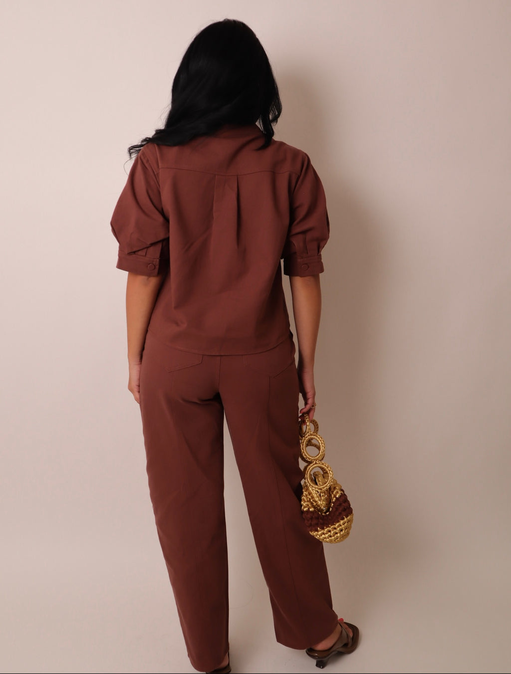 Embroidered Button Front Boxy Cropped Jacket