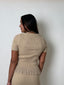 Round Neck Short Sleeve Fitted Ribbed Sweater Top