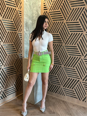 Neon Denim Skirt
