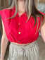 Red Buttons Crop Top