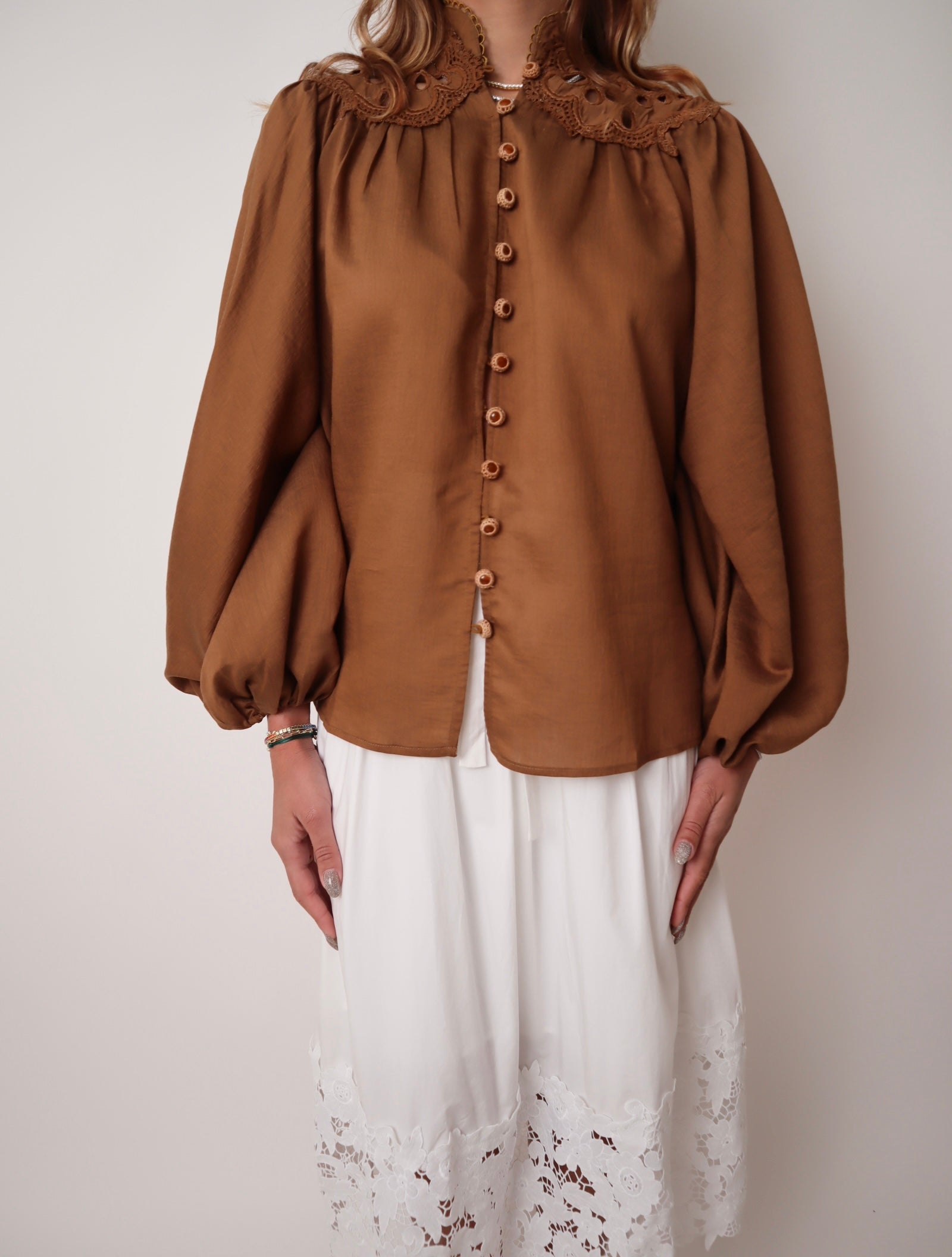 Eyelet Lace Long Sleeve Blouse