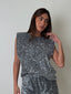 Grey Sequins Sleeveless Top