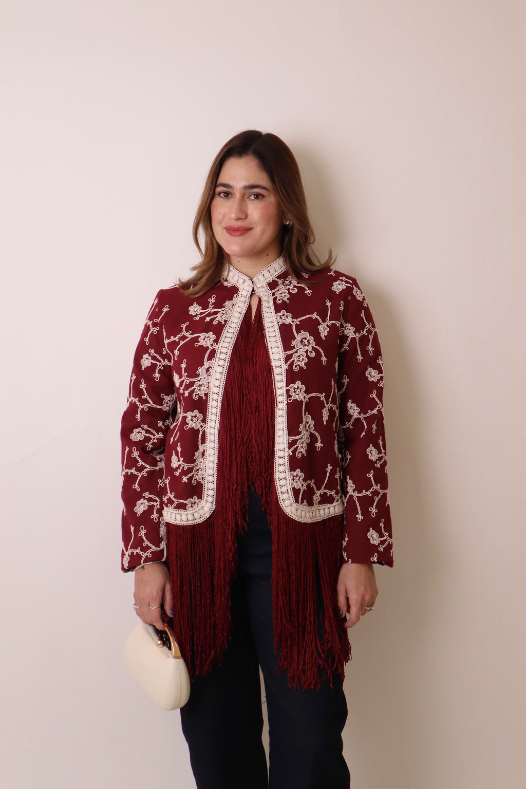 Burgundy Fringe Jacket
