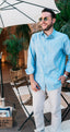 Blue Linen Men Shirt