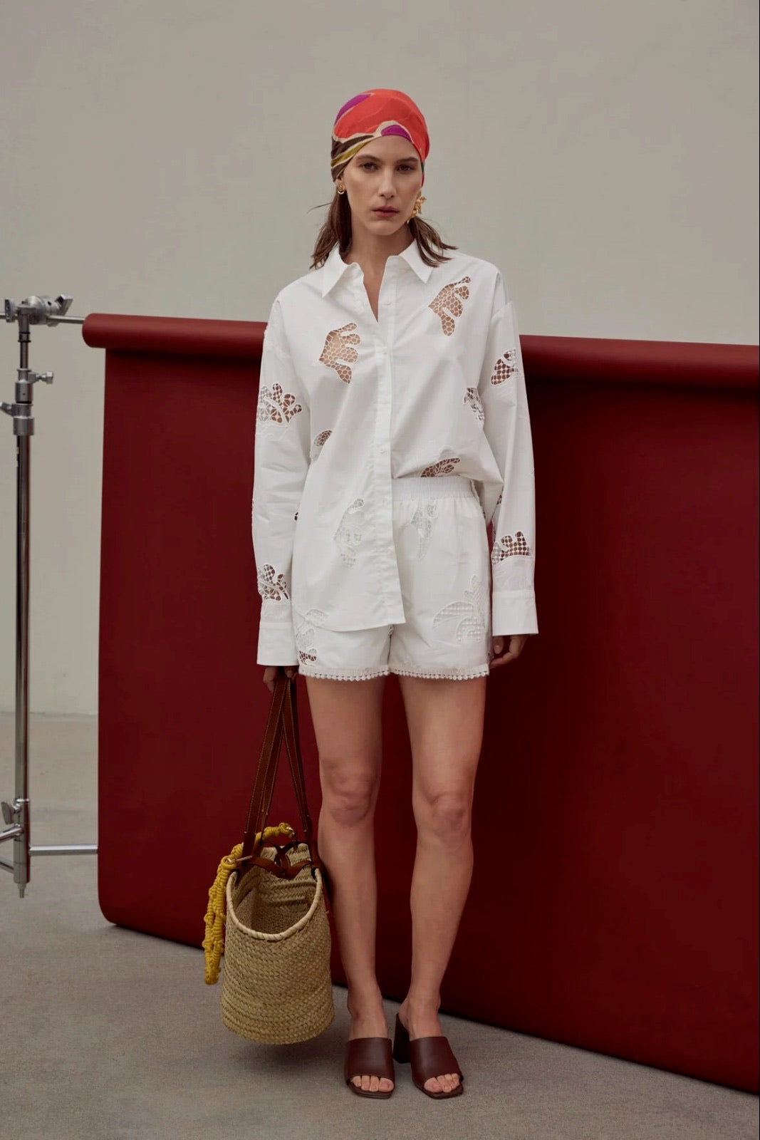 Embroidered Detail Oversize Shirt