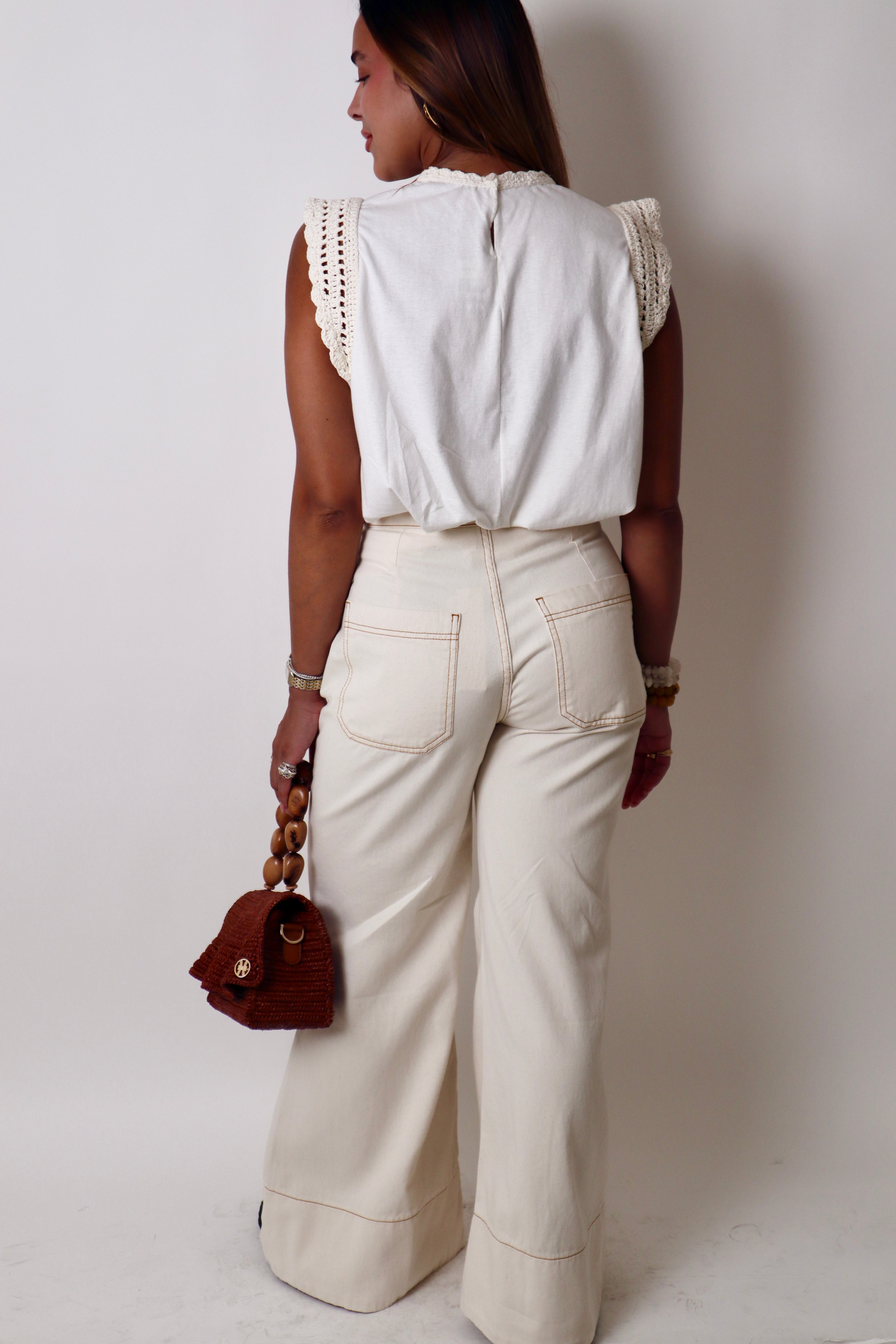 Twill Button Detail Pant