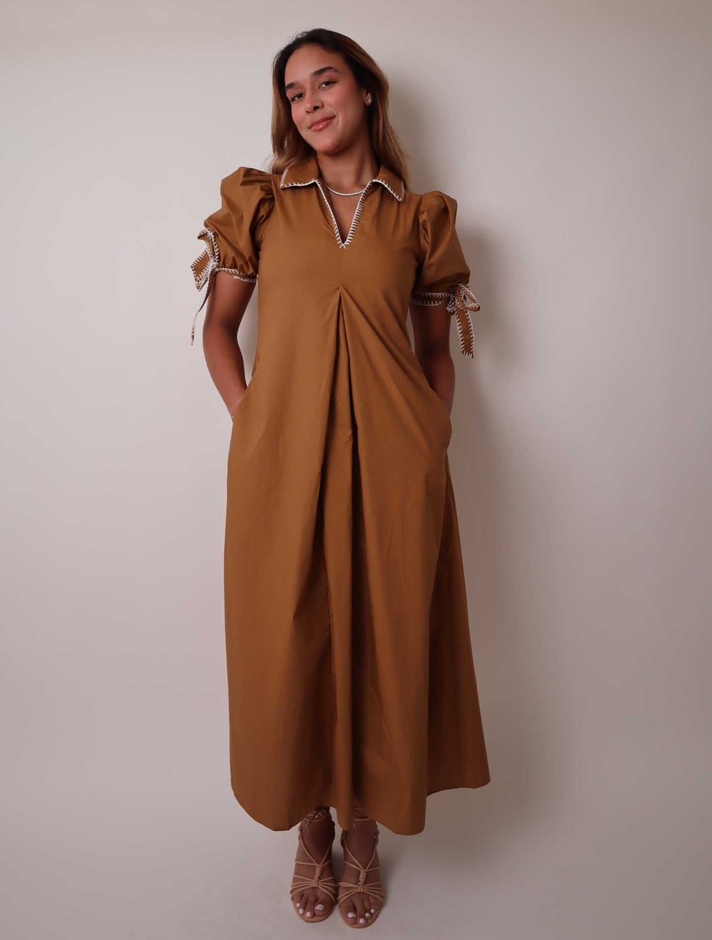 Stitch Detailed Midi Dress