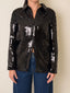 Black Sequins Button Up Top