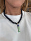 Black Stones Fish Necklace