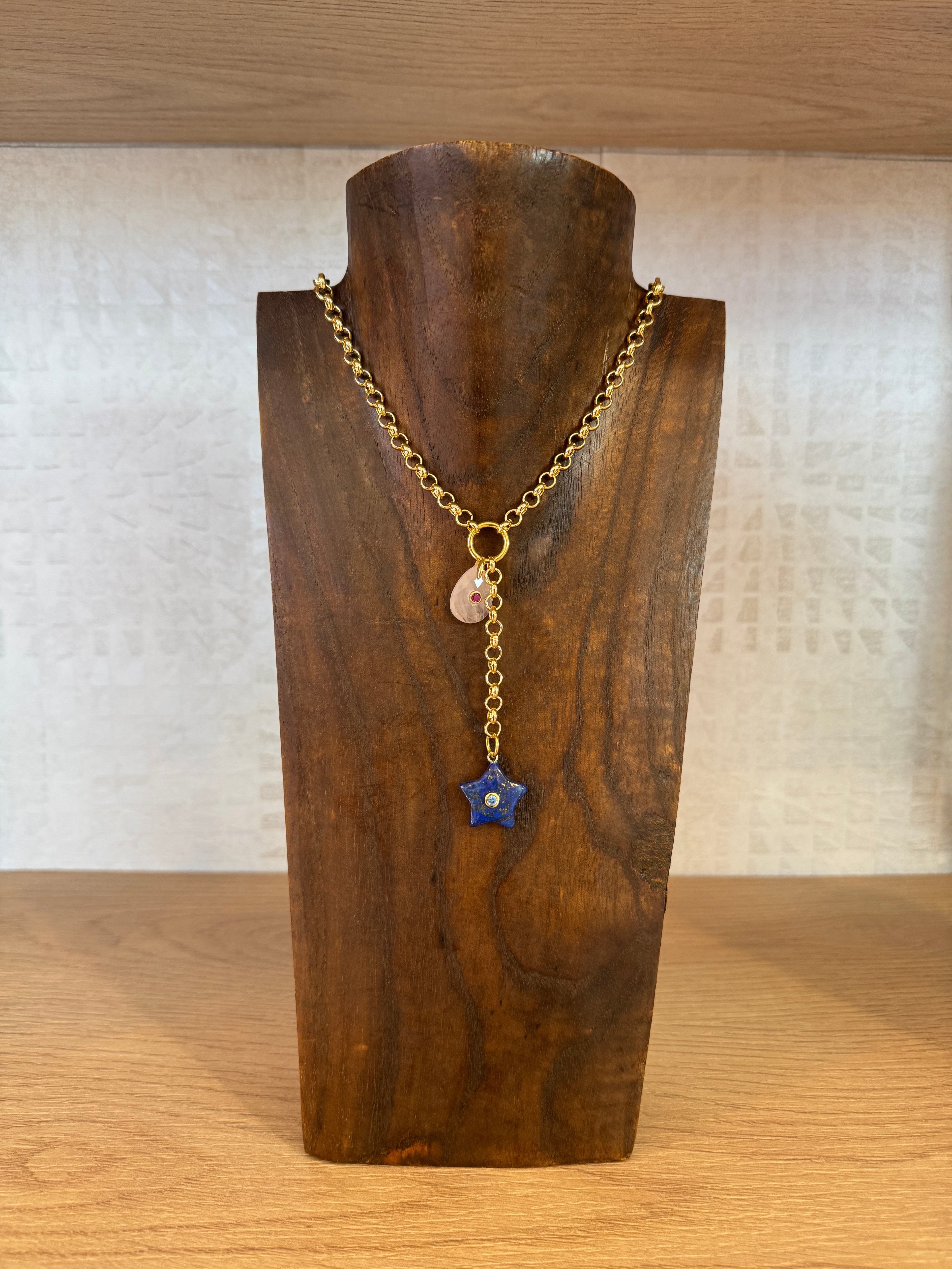 Lariat Chain Stones Necklace