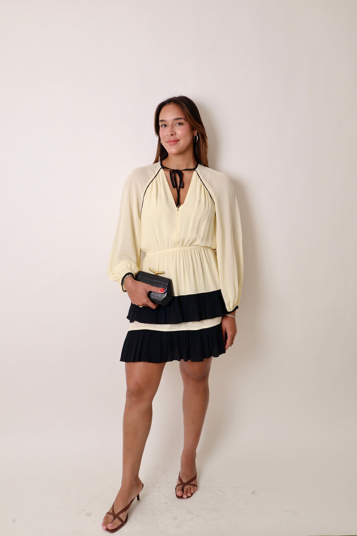 Drawstring Layered Mini Dress
