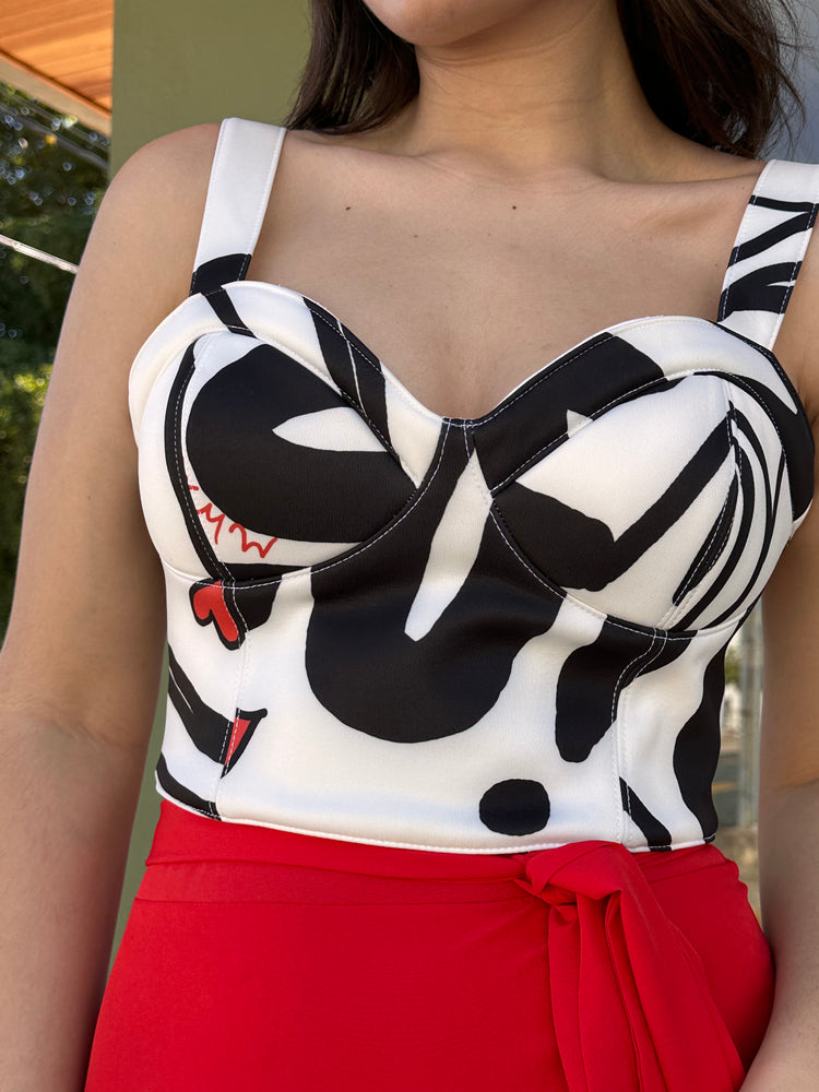 Black and White Bustier Top
