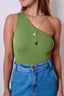One Shoulder Crepe-Bodysuit