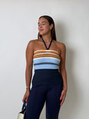 Terry Knit Halter Neck Tank Top