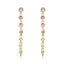 Long Fleur Earrings Pink Gems