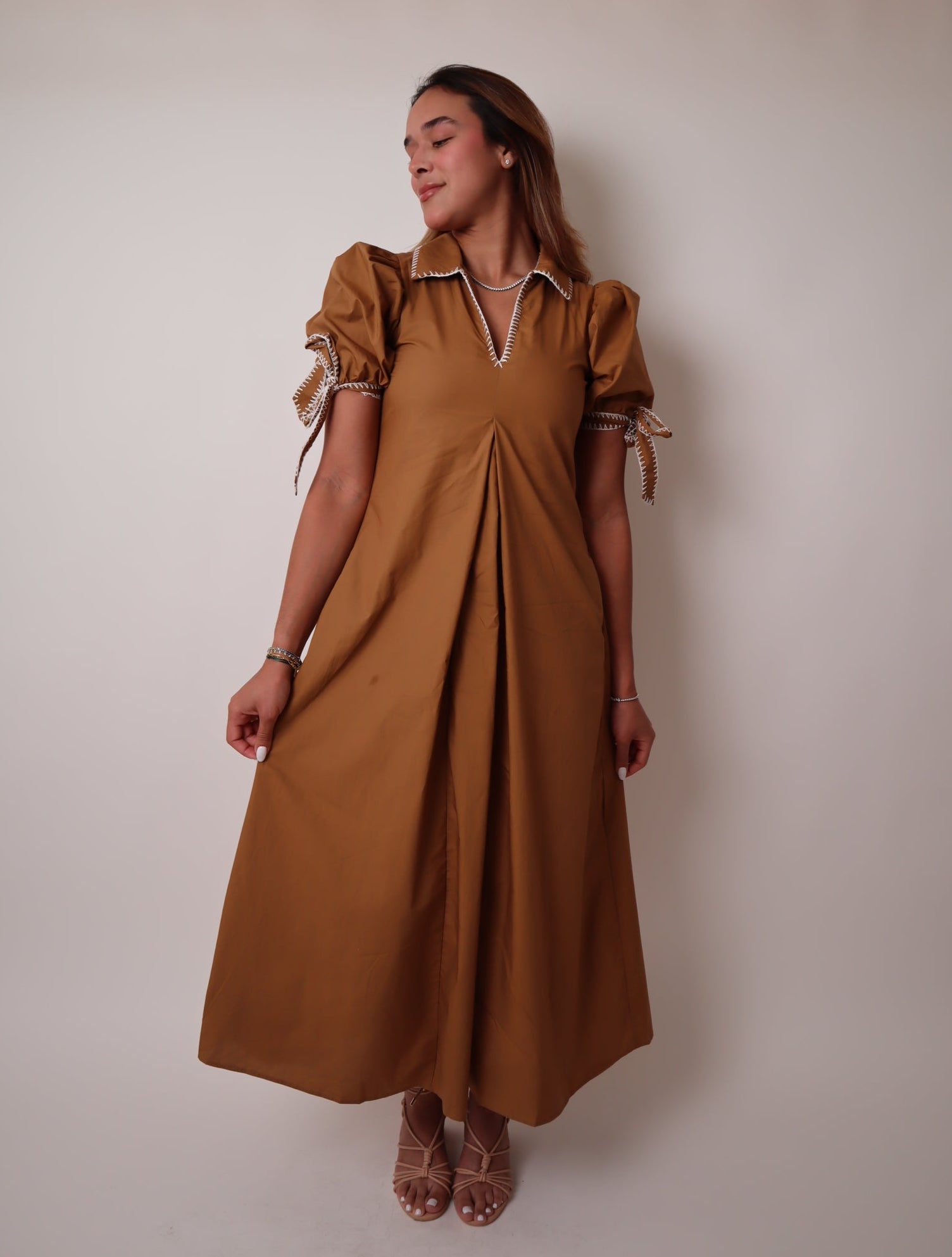 Stitch Detailed Midi Dress
