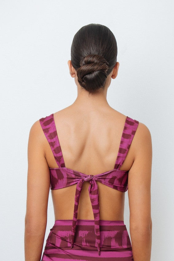 Burgundy Print Bikini Top
