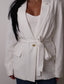 Gold Flower Button Relaxed Tie Waist Blazer