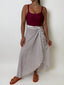 White and Burgundy Print Sarong