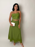 Palm Tree Embroidered Linen Top