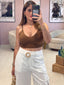 Brown Knitting Crop Top