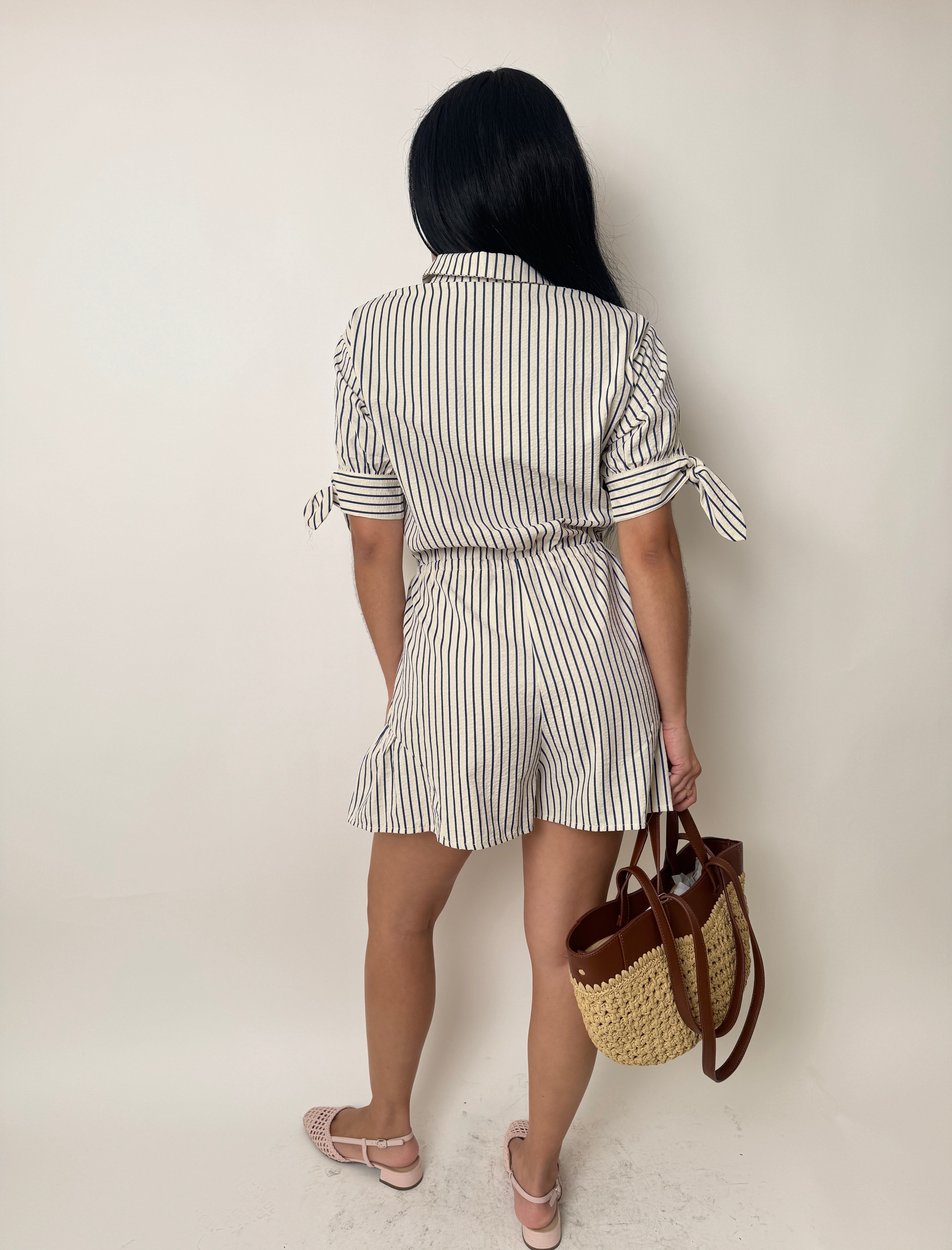Blue Stripes Short Romper