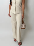 Ponte High Rise Pintuck Seam Wide Leg Pants